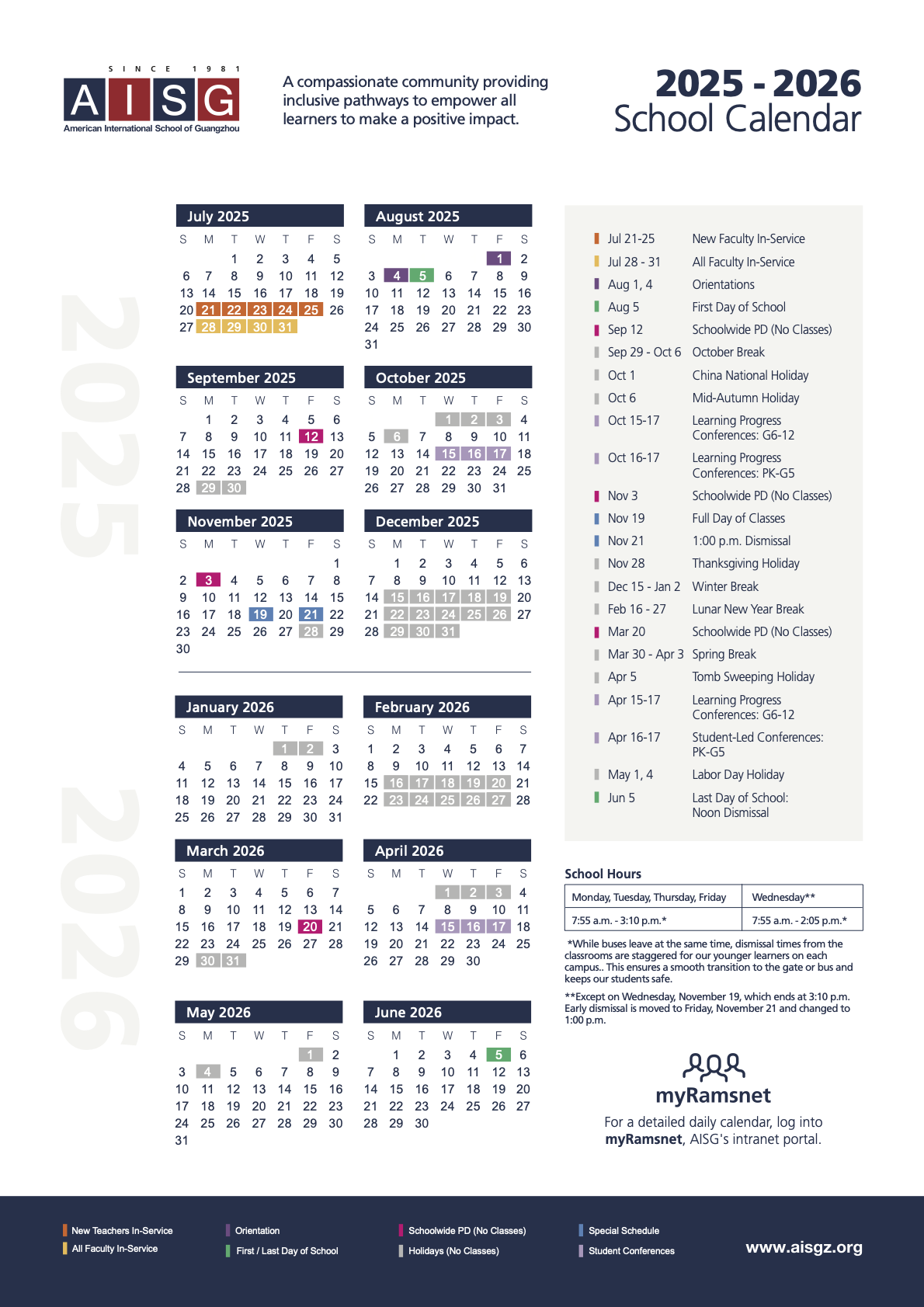 2025- 2026 School Calendar